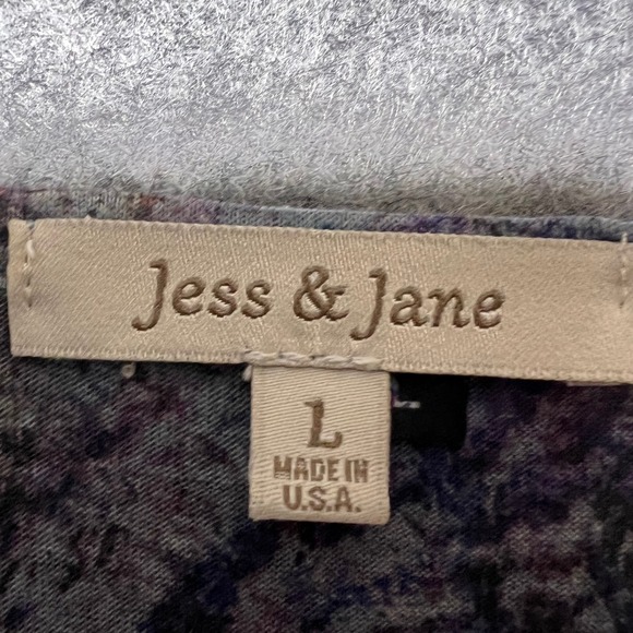 Jess & Jane Abstract Print V Neck Long Sleeve Tunic Top Women's Size L Blue - Picture 2 of 6